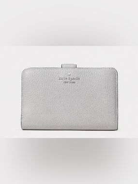 NWT | Kate Spade | Lena Medium Bifold Gray Pebbled Leather